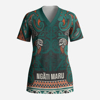 Aotearoa Iwi Ngāti Maru Taranaki Scrub Top Maori Wharenui House Tribal Pattern LT9 Adult Deep Teal - Polynesian Pride