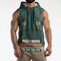 Aotearoa Iwi Ngāti Maru Taranaki Sleeveless Hoodie Maori Wharenui House Tribal Pattern LT9 - Polynesian Pride