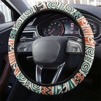 Aotearoa Iwi Ngāti Maru Taranaki Steering Wheel Cover Maori Wharenui House Tribal Pattern LT9 - Polynesian Pride