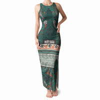 Aotearoa Iwi Ngāti Maru Taranaki Tank Maxi Dress Maori Wharenui House Tribal Pattern LT9 Women Deep Teal - Polynesian Pride