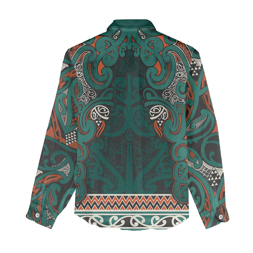 Aotearoa Iwi Ngāti Maru Taranaki Women Casual Shirt Maori Wharenui House Tribal Pattern LT9 - Polynesian Pride