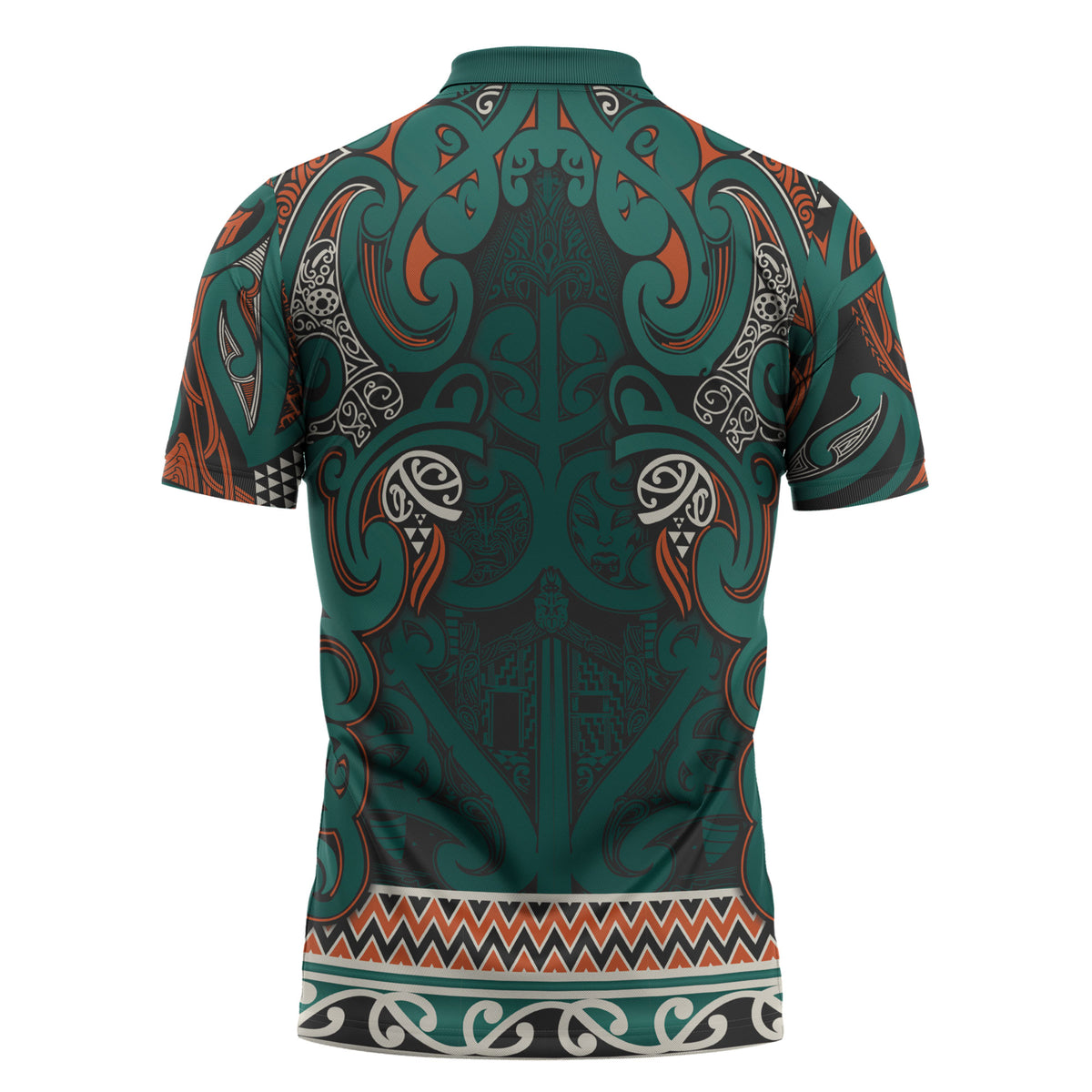 Aotearoa Iwi Ngāti Maru Taranaki Zipper Polo Shirt Maori Wharenui House Tribal Pattern LT9 - Polynesian Pride