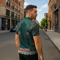 Aotearoa Iwi Ngāti Maru Taranaki Zipper Polo Shirt Maori Wharenui House Tribal Pattern LT9 - Polynesian Pride