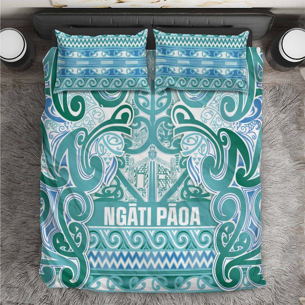 Aotearoa Iwi Ngati Paoa Bedding Set Maori Wharenui House Tribal Pattern LT9 Turquoise - Polynesian Pride