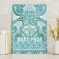 Aotearoa Iwi Ngati Paoa Canvas Wall Art Maori Wharenui House Tribal Pattern LT9 Without Frame Turquoise - Polynesian Pride