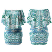 Aotearoa Iwi Ngati Paoa Couples Matching Off Shoulder Short Dress and Long Sleeve Button Shirt Maori Wharenui House Tribal Pattern LT9 - Polynesian Pride