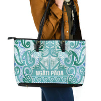 Aotearoa Iwi Ngati Paoa Leather Tote Bag Maori Wharenui House Tribal Pattern LT9 - Polynesian Pride