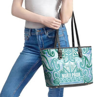 Aotearoa Iwi Ngati Paoa Leather Tote Bag Maori Wharenui House Tribal Pattern LT9 - Polynesian Pride