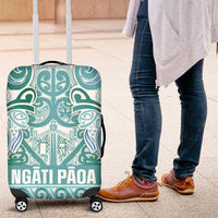 Aotearoa Iwi Ngati Paoa Luggage Cover Maori Wharenui House Tribal Pattern LT9 Turquoise - Polynesian Pride