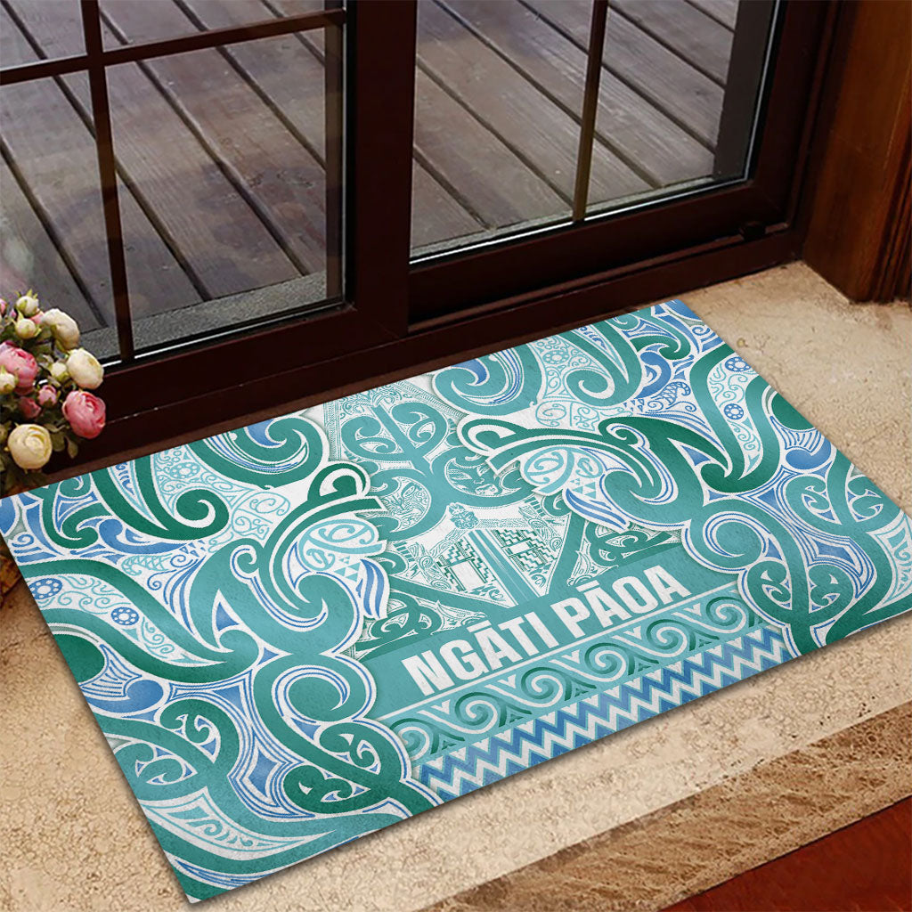 Aotearoa Iwi Ngati Paoa Rubber Doormat Maori Wharenui House Tribal Pattern LT9 - Polynesian Pride