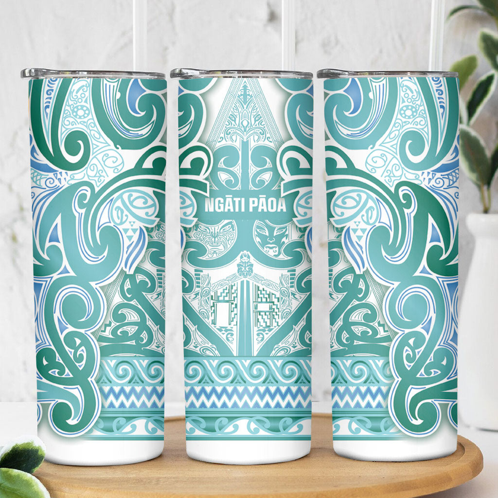 Aotearoa Iwi Ngati Paoa Skinny Tumbler Maori Wharenui House Tribal Pattern LT9 - Polynesian Pride