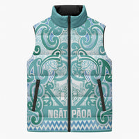 Aotearoa Iwi Ngati Paoa Sleeveless Puffer Jacket Maori Wharenui House Tribal Pattern LT9 Unisex Turquoise - Polynesian Pride