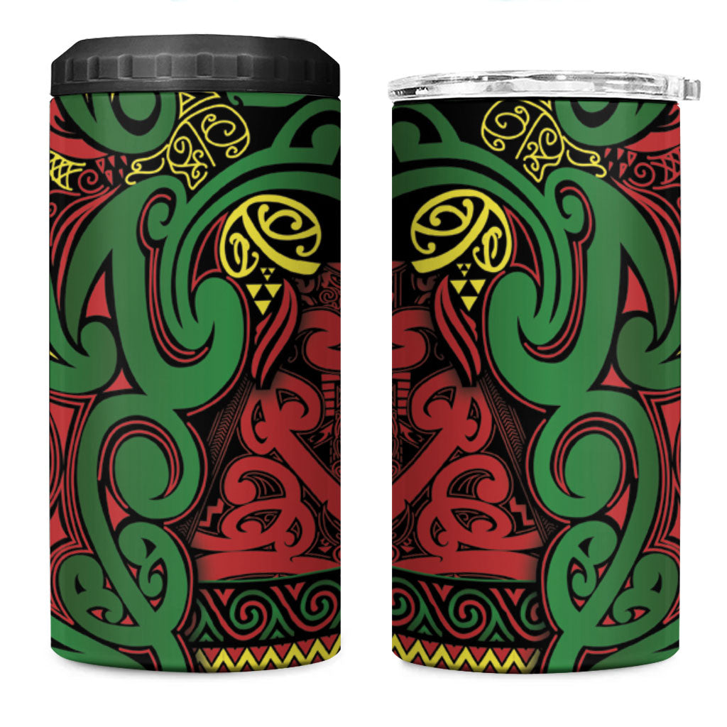 Aotearoa Iwi Ngati Hine 4 in 1 Can Cooler Tumbler Maori Wharenui House Tribal Pattern LT9 One Size: 16 oz Deep Green - Polynesian Pride