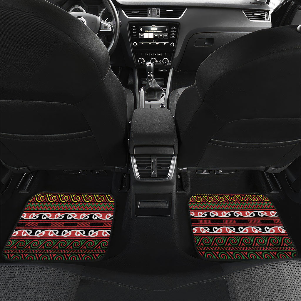Aotearoa Iwi Ngati Hine Car Mats Maori Wharenui House Tribal Pattern LT9 Set 2pcs - Back Deep Green - Polynesian Pride