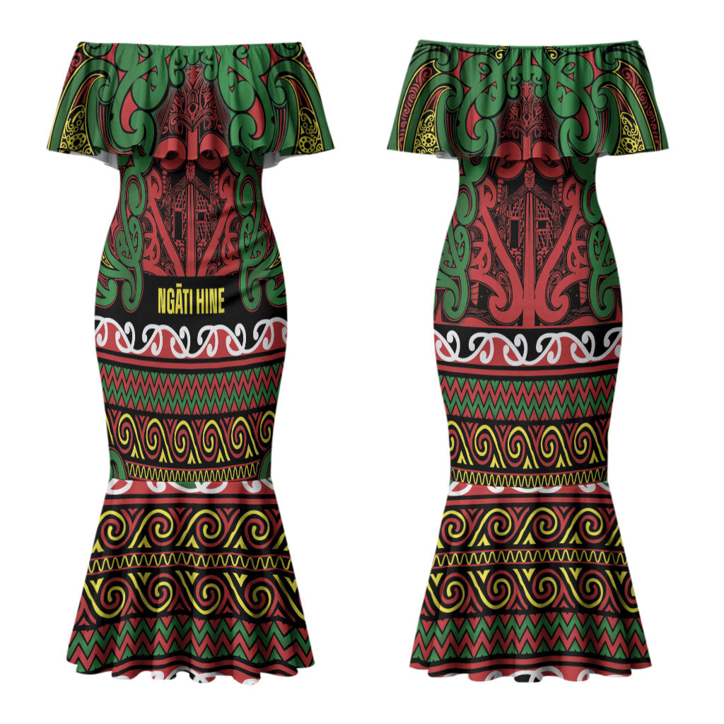 Aotearoa Iwi Ngati Hine Couples Matching Mermaid Dress and Hawaiian Shirt Maori Wharenui House Tribal Pattern LT9 - Polynesian Pride