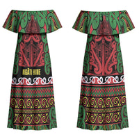 Aotearoa Iwi Ngati Hine Couples Matching Off Shoulder Maxi Dress and Hawaiian Shirt Maori Wharenui House Tribal Pattern LT9 - Polynesian Pride