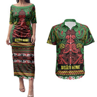 Aotearoa Iwi Ngati Hine Couples Matching Puletasi and Hawaiian Shirt Maori Wharenui House Tribal Pattern LT9 Deep Green - Polynesian Pride