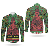 Aotearoa Iwi Ngati Hine Couples Matching Short Sleeve Bodycon Dress and Long Sleeve Button Shirt Maori Wharenui House Tribal Pattern LT9 - Polynesian Pride
