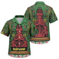 Aotearoa Iwi Ngati Hine Family Matching Mermaid Dress and Hawaiian Shirt Maori Wharenui House Tribal Pattern LT9 Son's Shirt Deep Green - Polynesian Pride