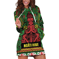 Aotearoa Iwi Ngati Hine Hoodie Dress Maori Wharenui House Tribal Pattern LT9 Deep Green - Polynesian Pride