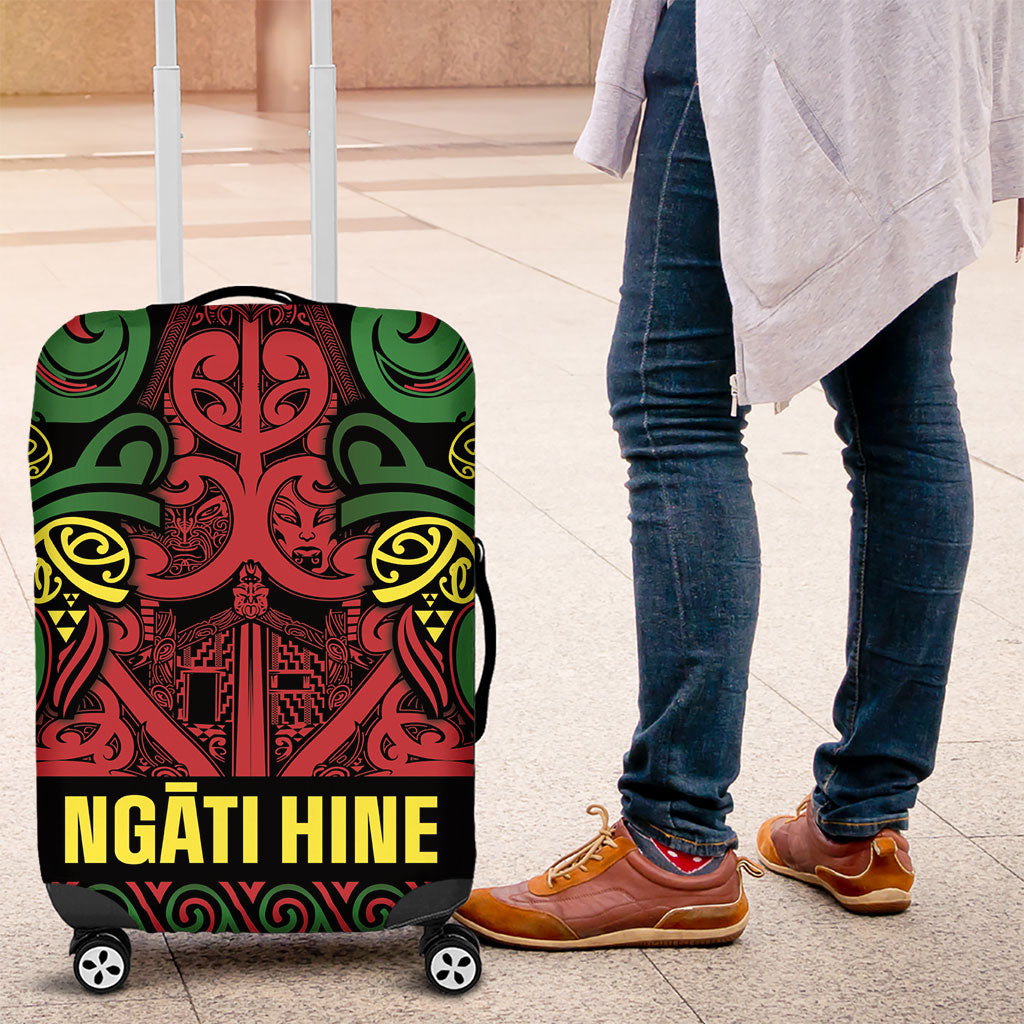 Aotearoa Iwi Ngati Hine Luggage Cover Maori Wharenui House Tribal Pattern LT9 Deep Green - Polynesian Pride