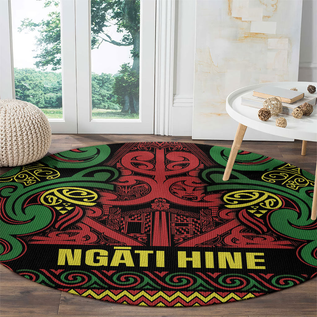 Aotearoa Iwi Ngati Hine Round Carpet Maori Wharenui House Tribal Pattern LT9 - Polynesian Pride