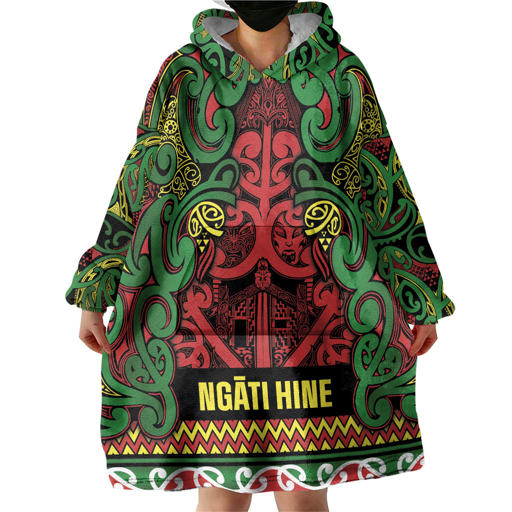 Aotearoa Iwi Ngati Hine Wearable Blanket Hoodie Maori Wharenui House Tribal Pattern LT9 - Polynesian Pride