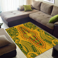 Africa Dashiki Area Rug African Tribal Art Mixed Polynesian Tattoo Gold Color Unique LT9 - Polynesian Pride