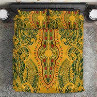 Africa Dashiki Bedding Set African Tribal Art Mixed Polynesian Tattoo Gold Color Unique LT9 Gold - Polynesian Pride