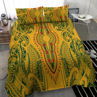 Africa Dashiki Bedding Set African Tribal Art Mixed Polynesian Tattoo Gold Color Unique LT9 - Polynesian Pride