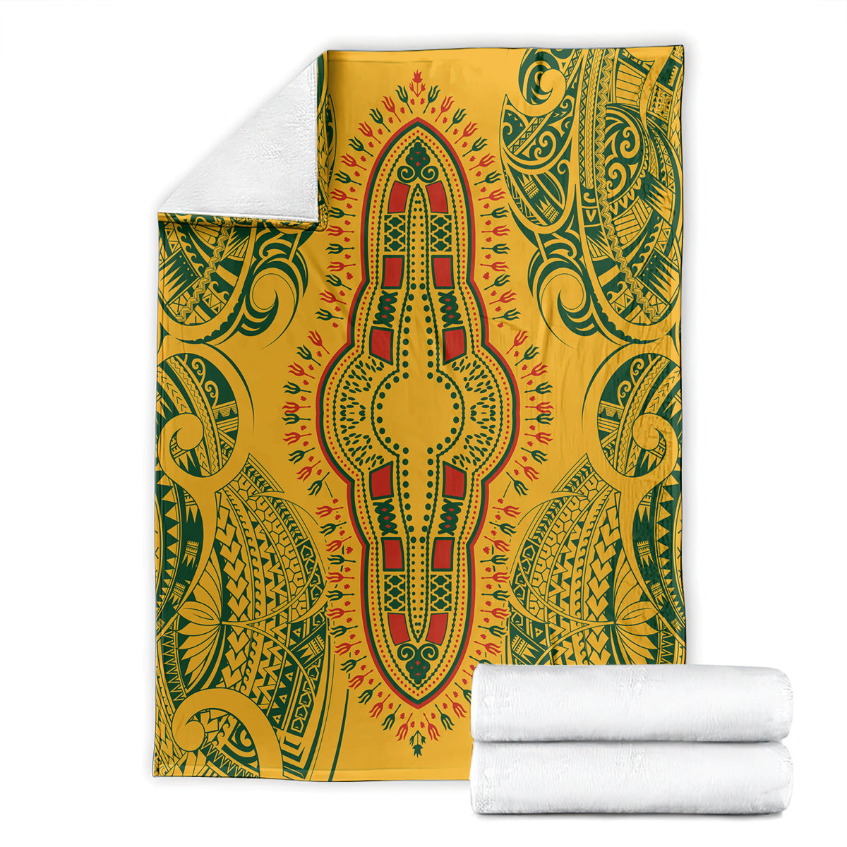 Africa Dashiki Blanket African Tribal Art Mixed Polynesian Tattoo Gold Color Unique LT9 - Polynesian Pride