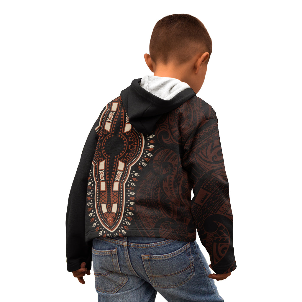 Africa Dashiki Kid Hoodie African Tribal Art Mixed Polynesian Tattoo Red Color Unique LT9 - Polynesian Pride
