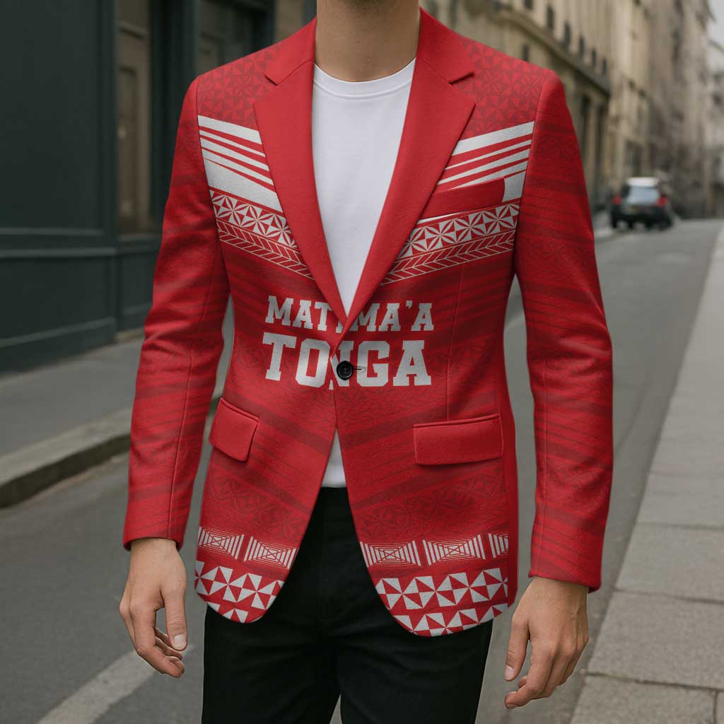 Custom Mate Ma'a Tonga Heritage Blazer Pacific Tribal Rugby Red Edition - Polynesian Pride