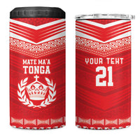 Custom Mate Ma'a Tonga Heritage 4 in 1 Can Cooler Tumbler Pacific Tribal Rugby Red Edition - Polynesian Pride