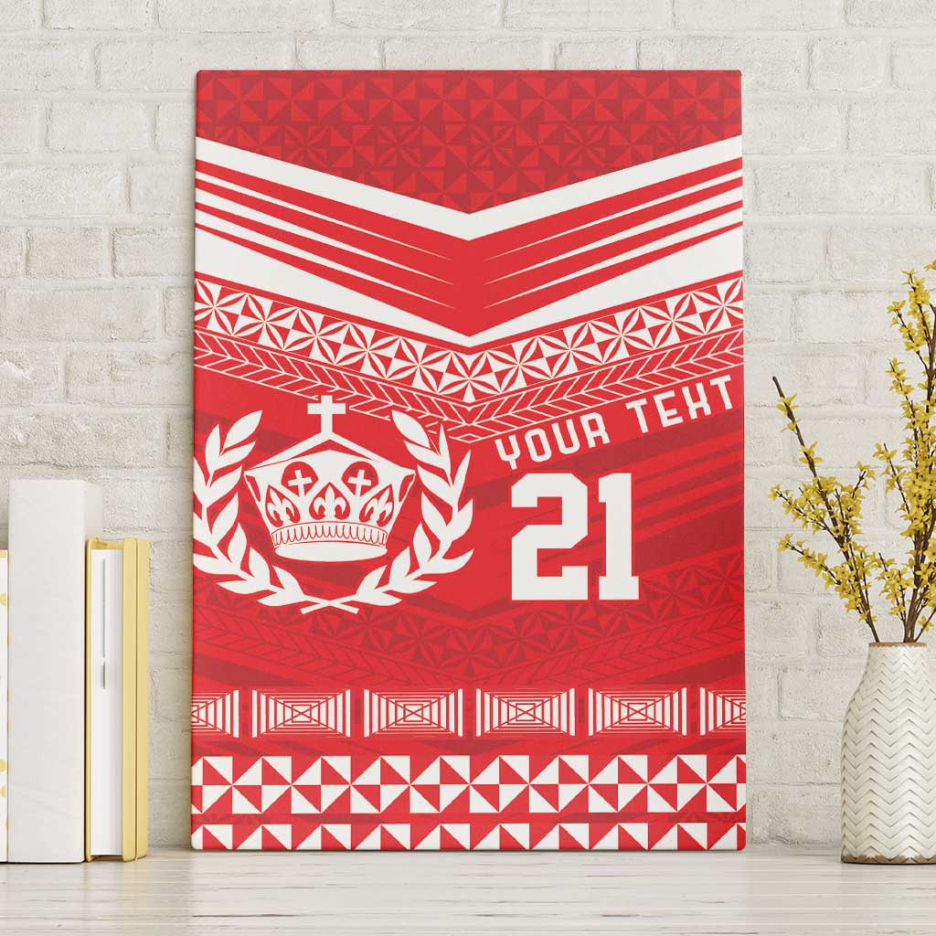 Custom Mate Ma'a Tonga Heritage Canvas Wall Art Pacific Tribal Rugby Red Edition - Polynesian Pride