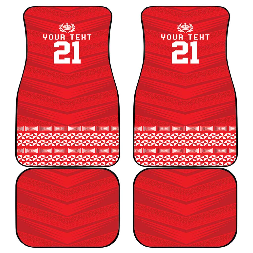 Custom Mate Ma'a Tonga Heritage Car Mats Pacific Tribal Rugby Red Edition - Polynesian Pride
