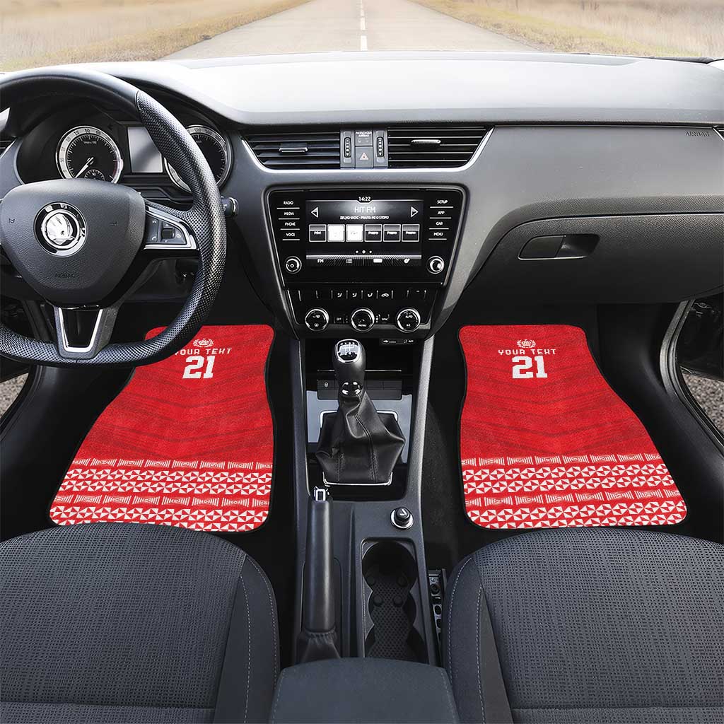 Custom Mate Ma'a Tonga Heritage Car Mats Pacific Tribal Rugby Red Edition - Polynesian Pride