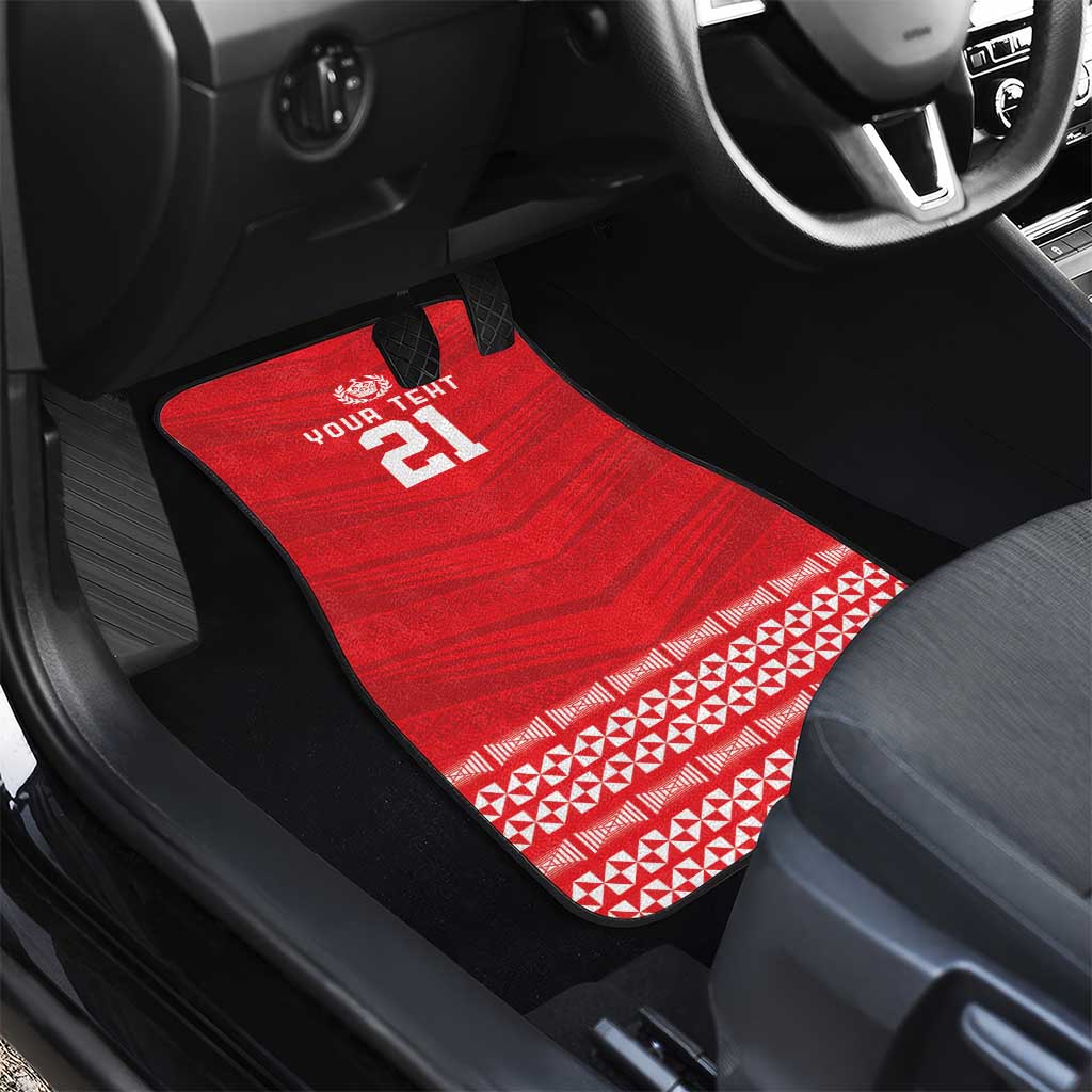 Custom Mate Ma'a Tonga Heritage Car Mats Pacific Tribal Rugby Red Edition - Polynesian Pride