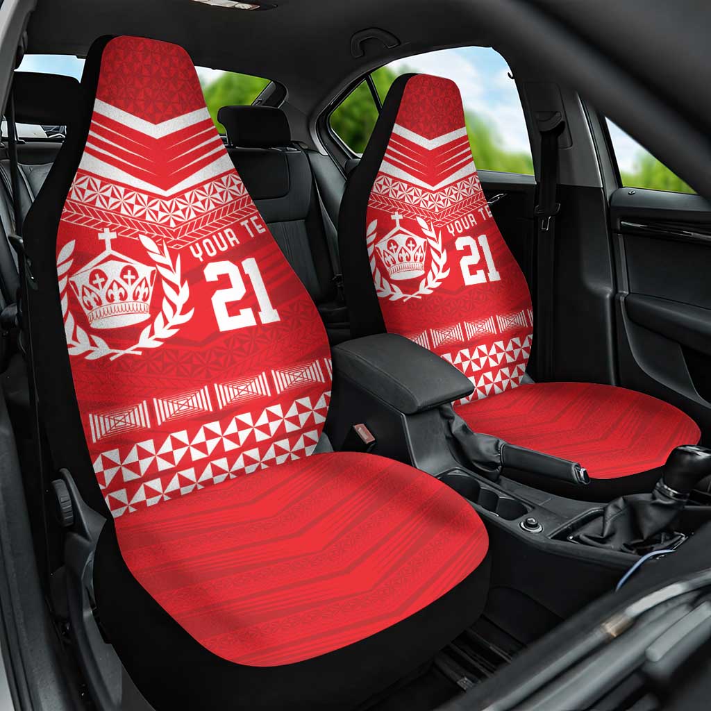 Custom Mate Ma'a Tonga Heritage Car Seat Cover Pacific Tribal Rugby Red Edition - Polynesian Pride