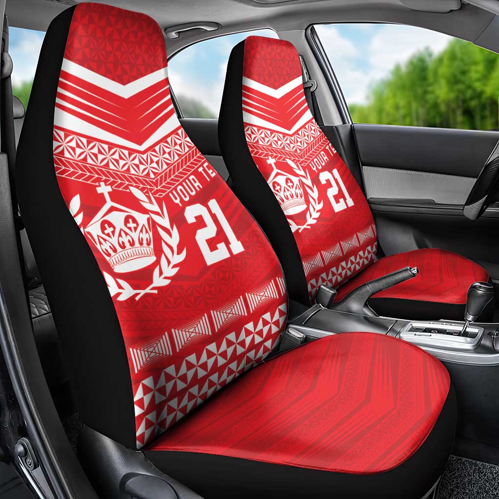 Custom Mate Ma'a Tonga Heritage Car Seat Cover Pacific Tribal Rugby Red Edition - Polynesian Pride
