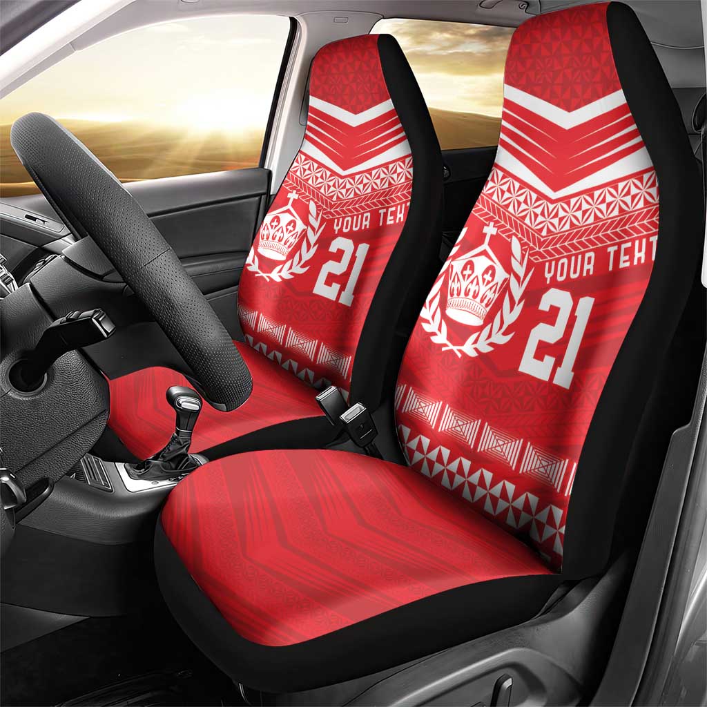 Custom Mate Ma'a Tonga Heritage Car Seat Cover Pacific Tribal Rugby Red Edition - Polynesian Pride