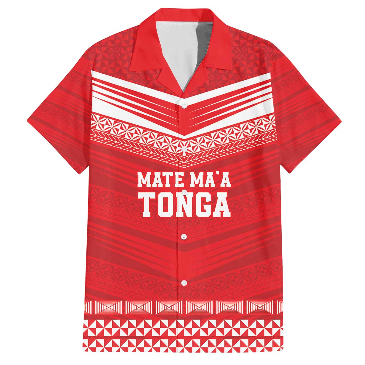 Custom Mate Ma'a Tonga Heritage Family Matching Off The Shoulder Long Sleeve Dress and Hawaiian Shirt Pacific Tribal Rugby Red Edition - Polynesian Pride