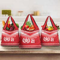 Custom Mate Ma'a Tonga Heritage Grocery Bag Pacific Tribal Rugby Red Edition - Polynesian Pride