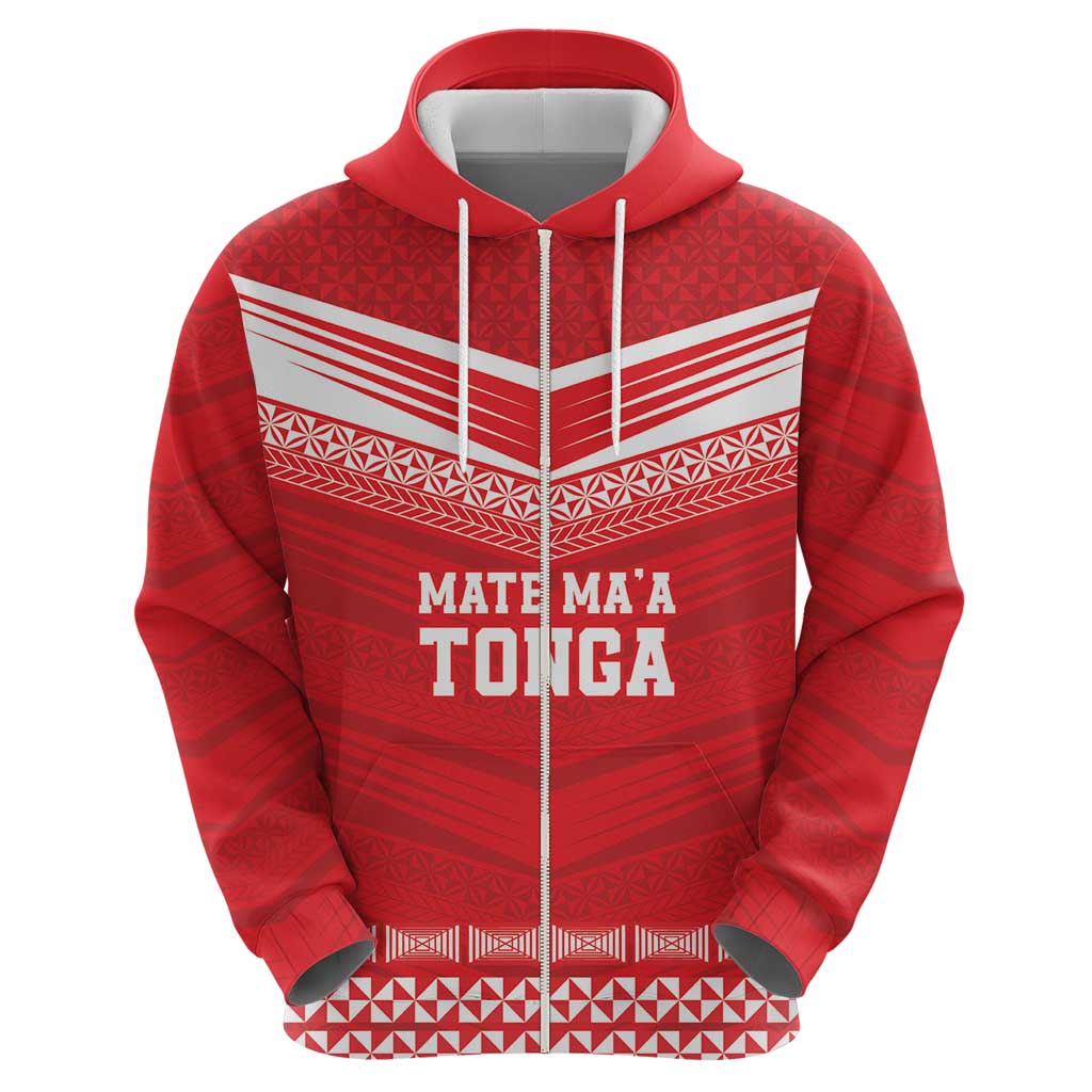 Custom Mate Ma'a Tonga Heritage Hoodie Pacific Tribal Rugby Red Edition - Polynesian Pride