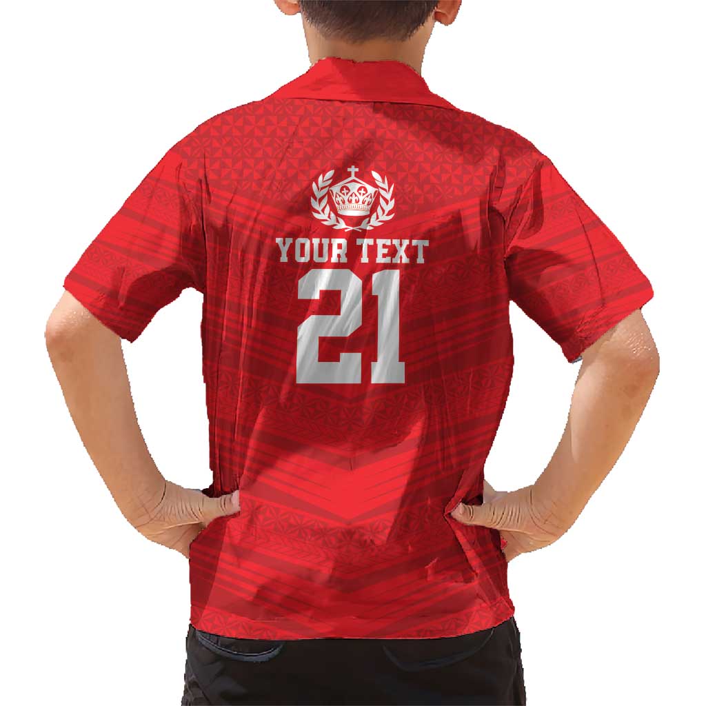 Custom Mate Ma'a Tonga Heritage Kid Hawaiian Shirt Pacific Tribal Rugby Red Edition - Polynesian Pride