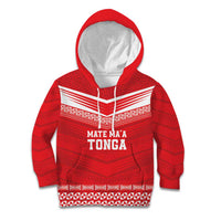 Custom Mate Ma'a Tonga Heritage Kid Hoodie Pacific Tribal Rugby Red Edition - Polynesian Pride