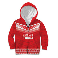 Custom Mate Ma'a Tonga Heritage Kid Hoodie Pacific Tribal Rugby Red Edition - Polynesian Pride