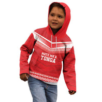 Custom Mate Ma'a Tonga Heritage Kid Hoodie Pacific Tribal Rugby Red Edition - Polynesian Pride