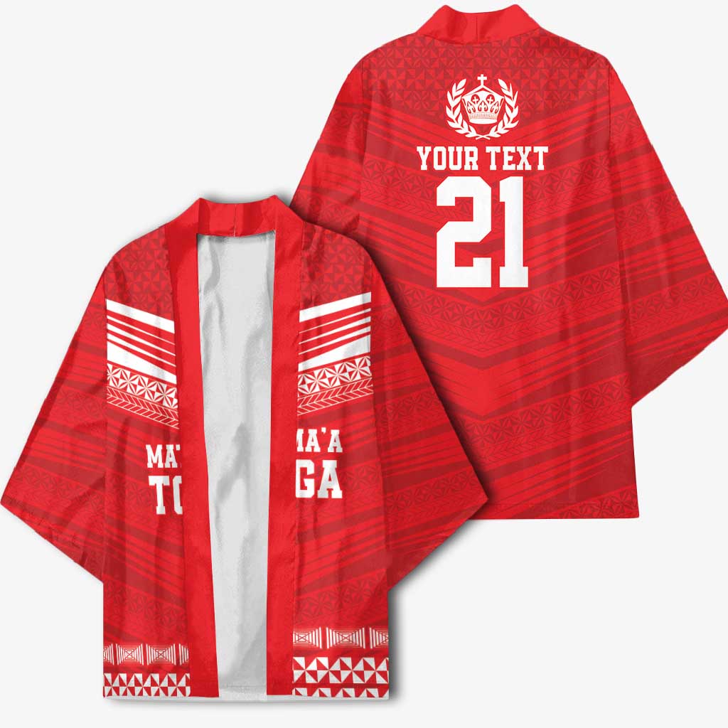 Custom Mate Ma'a Tonga Heritage Kimono Pacific Tribal Rugby Red Edition - Polynesian Pride