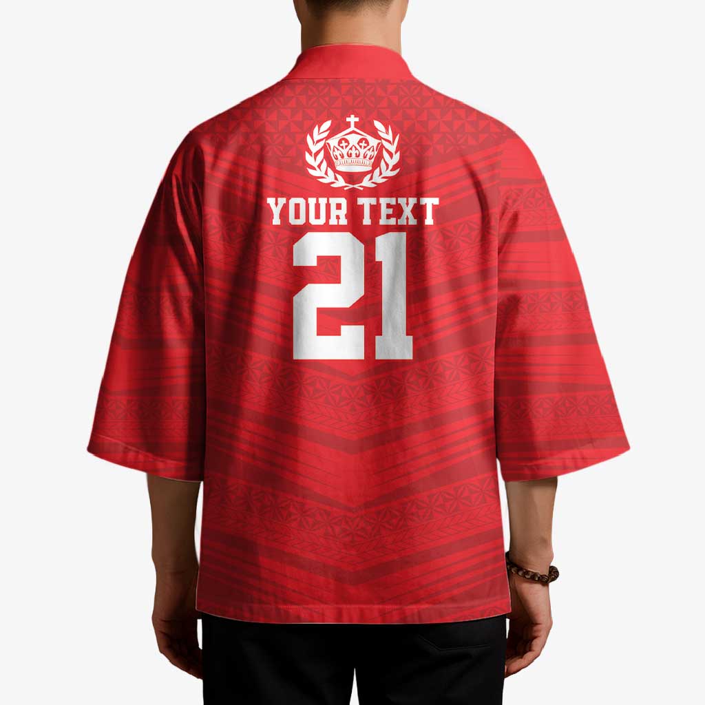 Custom Mate Ma'a Tonga Heritage Kimono Pacific Tribal Rugby Red Edition - Polynesian Pride